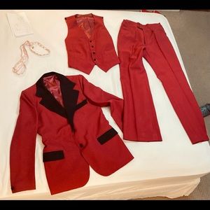 Vintage 70s three piece, blood red tuxedo PLEASE READ!